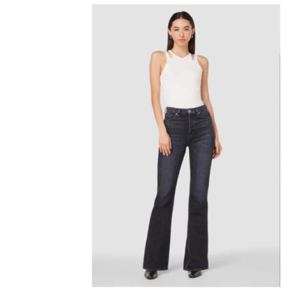 Hudson Jeans Faye Ultra High Rise Flare Jeans 70s Retro Bell Bottoms Size 24